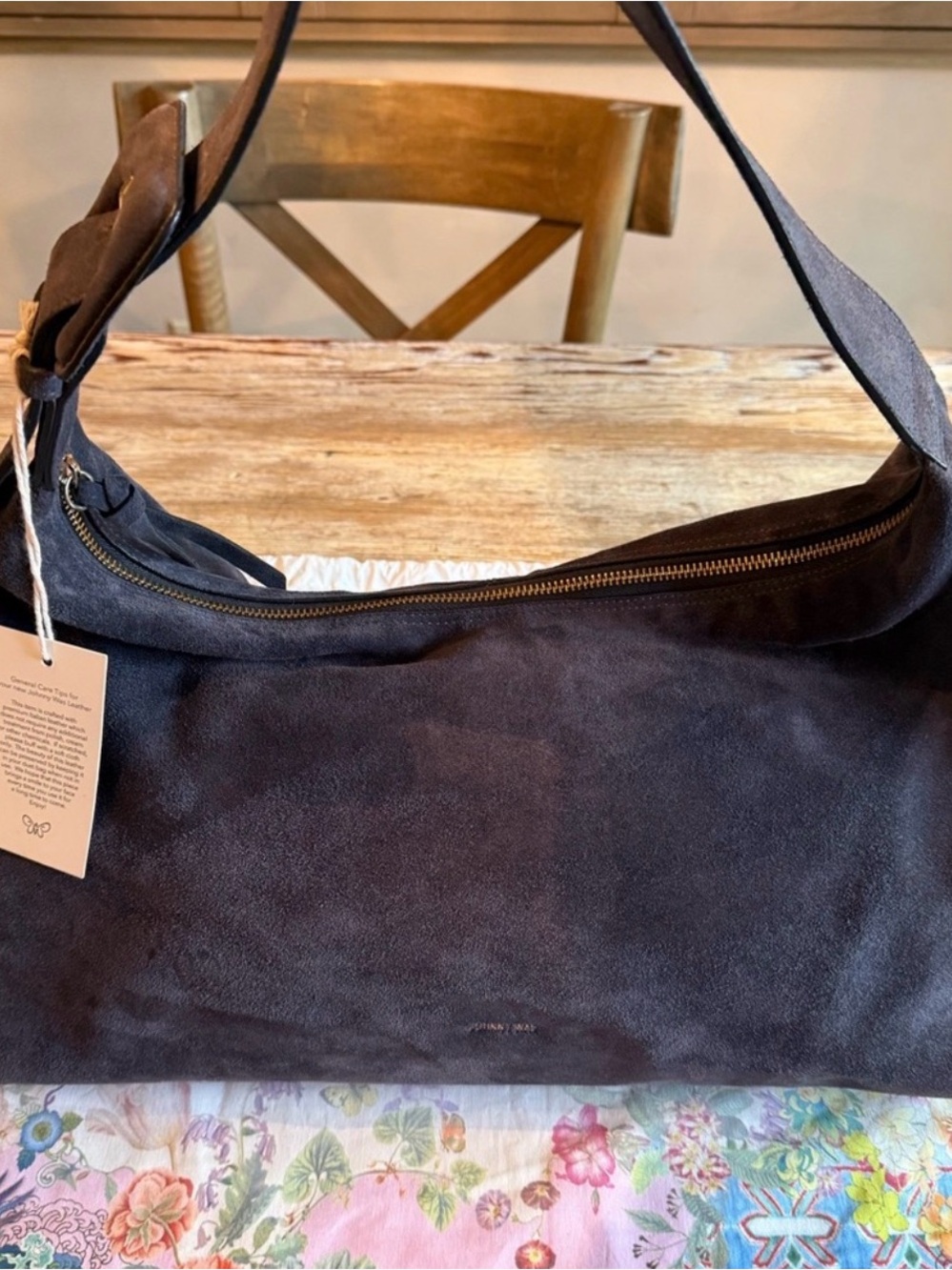 Johnny Was Grey Blue Soft Suede Shoulder Bag New With Tags Beautiful